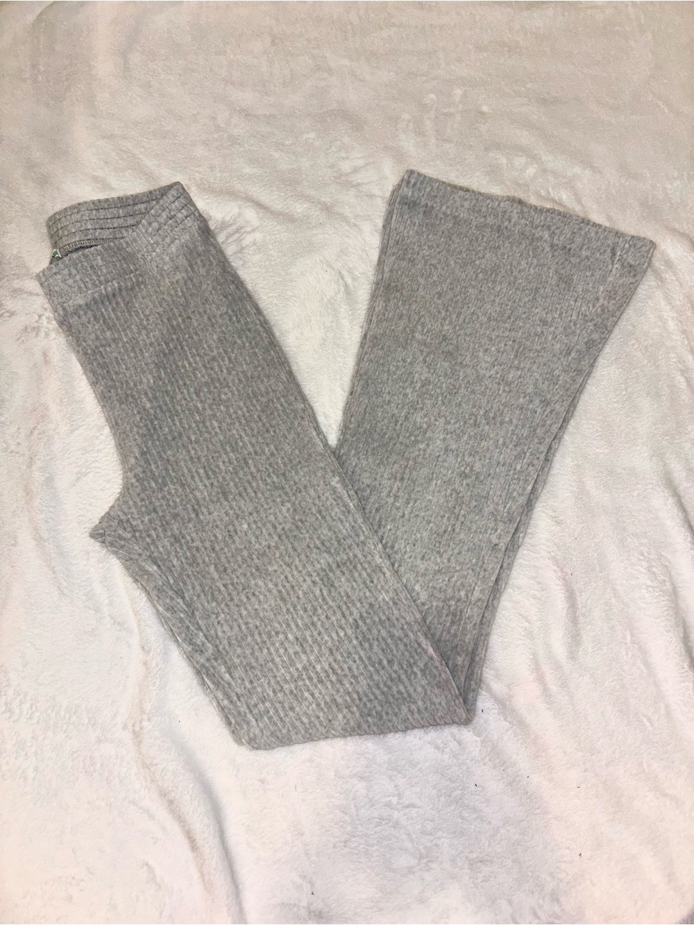 Woman’s Ribbed Knit Gray Flare Bottoms